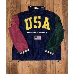Polo Ralph Lauren Jacket USA Red Blue Green Size Large Very Rare